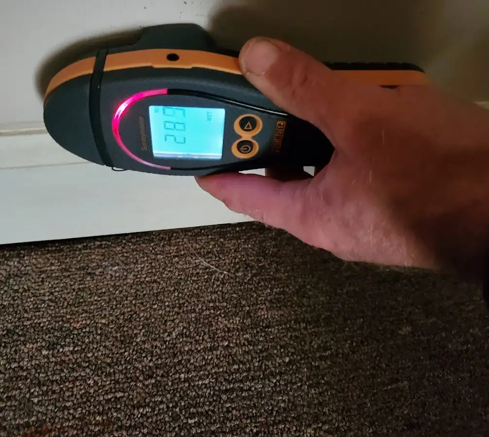 Moisture detection at baseboard during Burst Pipe Cleanup in West Jordan